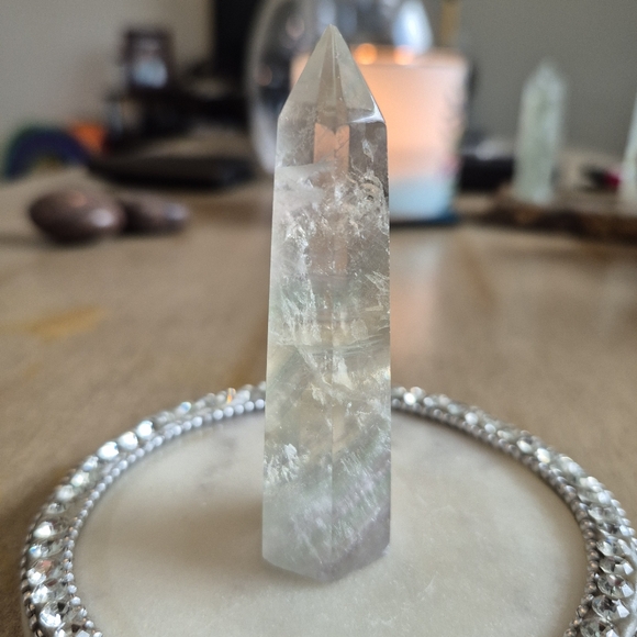None Other - Natural Fluorite Crystal Point Obelisk Tower #I